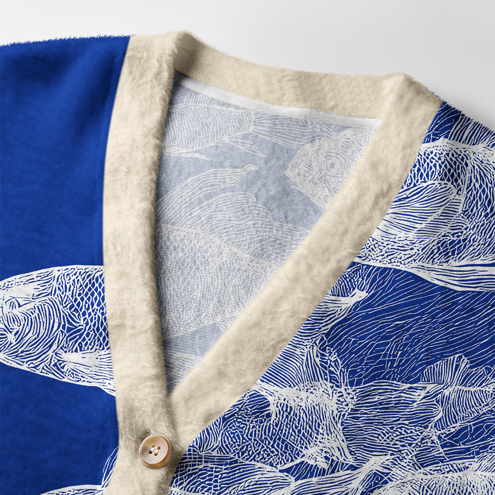Tokyo-Tiger Blueprint Of The Sea Ugly Cardigan Sweater