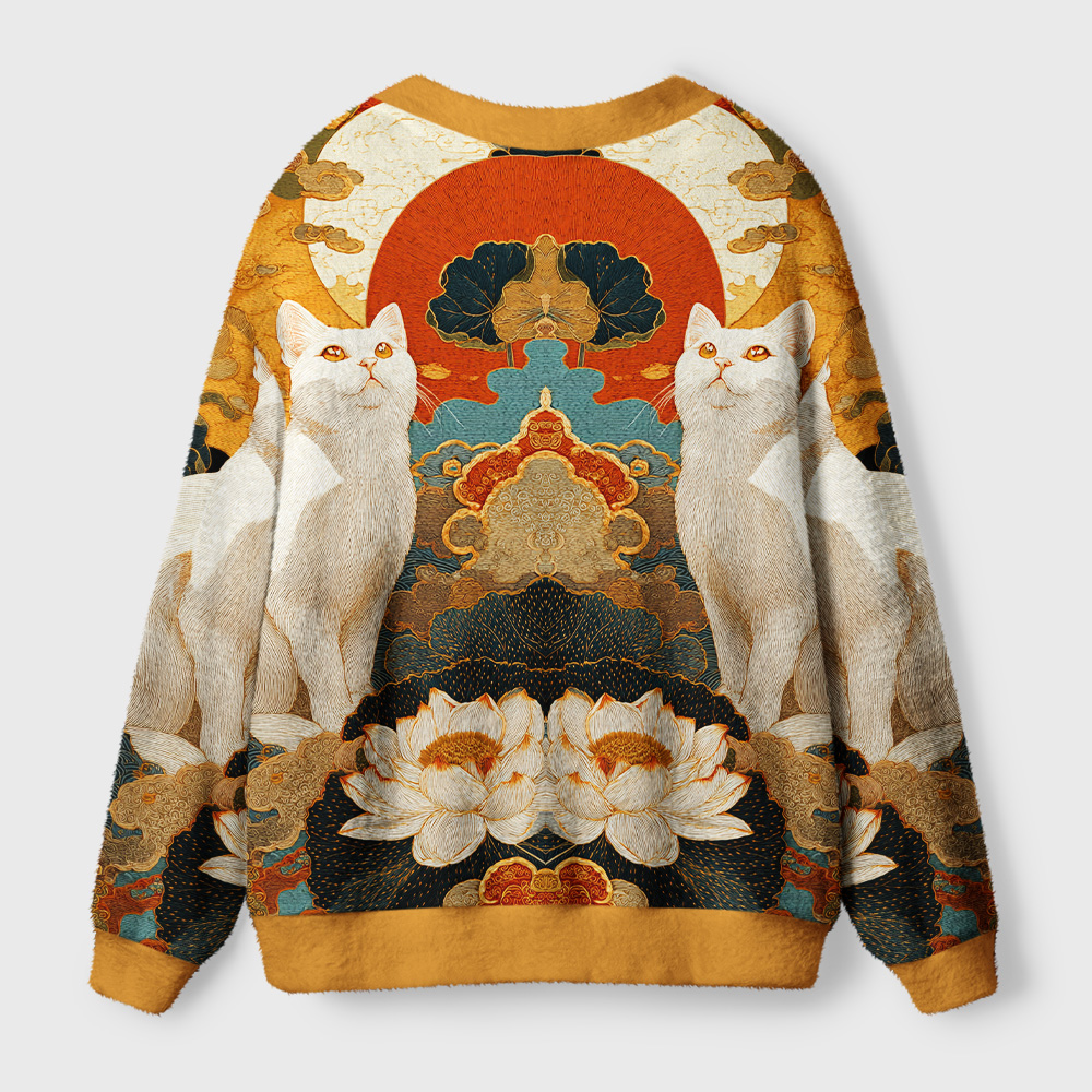 Tokyo-Tiger White Guardians Of The Vermilion Sun Ugly Cardigan Sweater