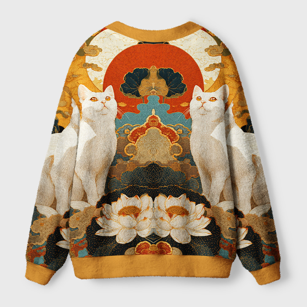 Tokyo-Tiger White Guardians Of The Vermilion Sun Ugly Cardigan Sweater