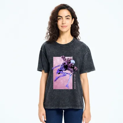 Tokyo-Tiger Dark Floral Bones Washed T-Shirt
