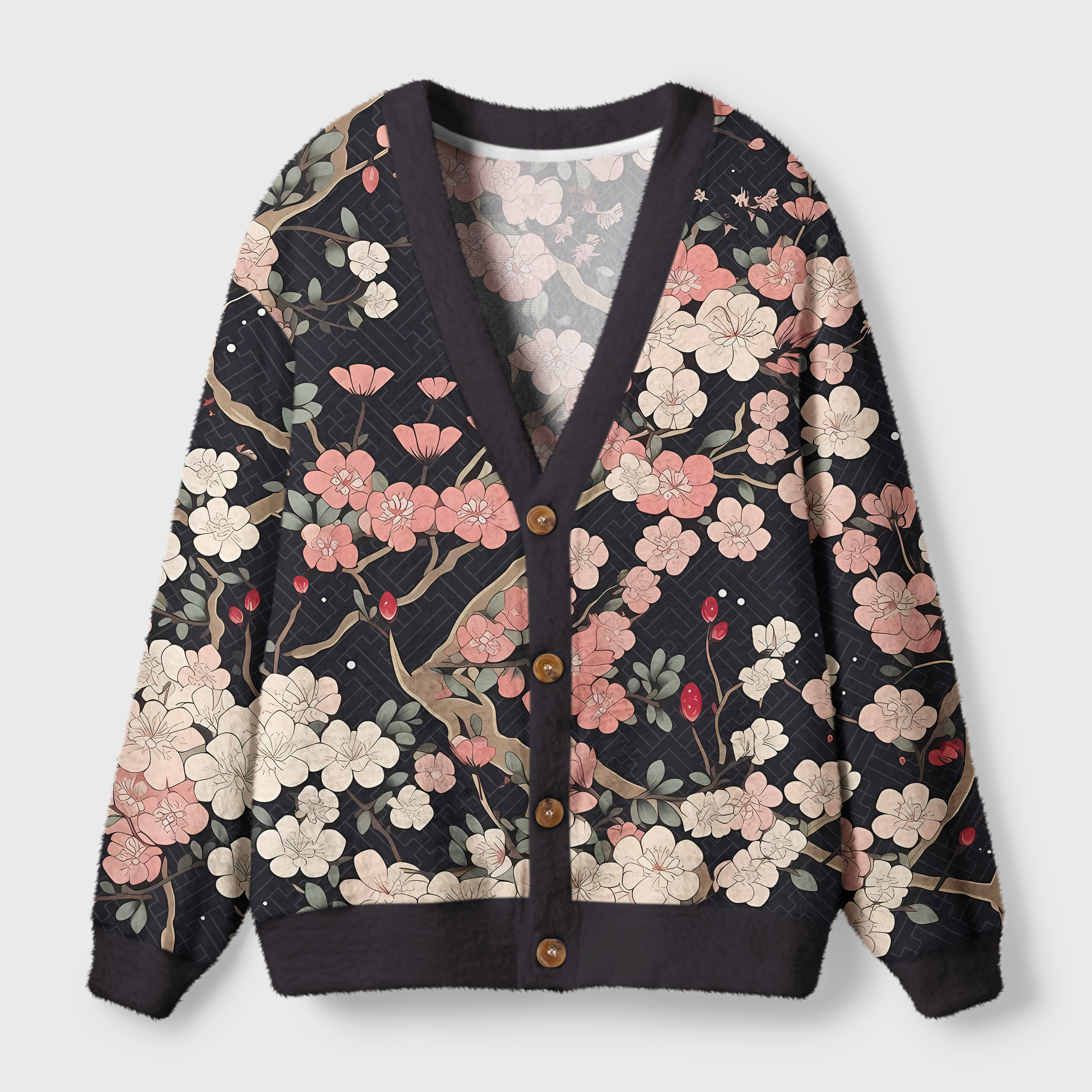 Tokyo-Tiger Blooming Sakura Ugly Cardigan Sweater