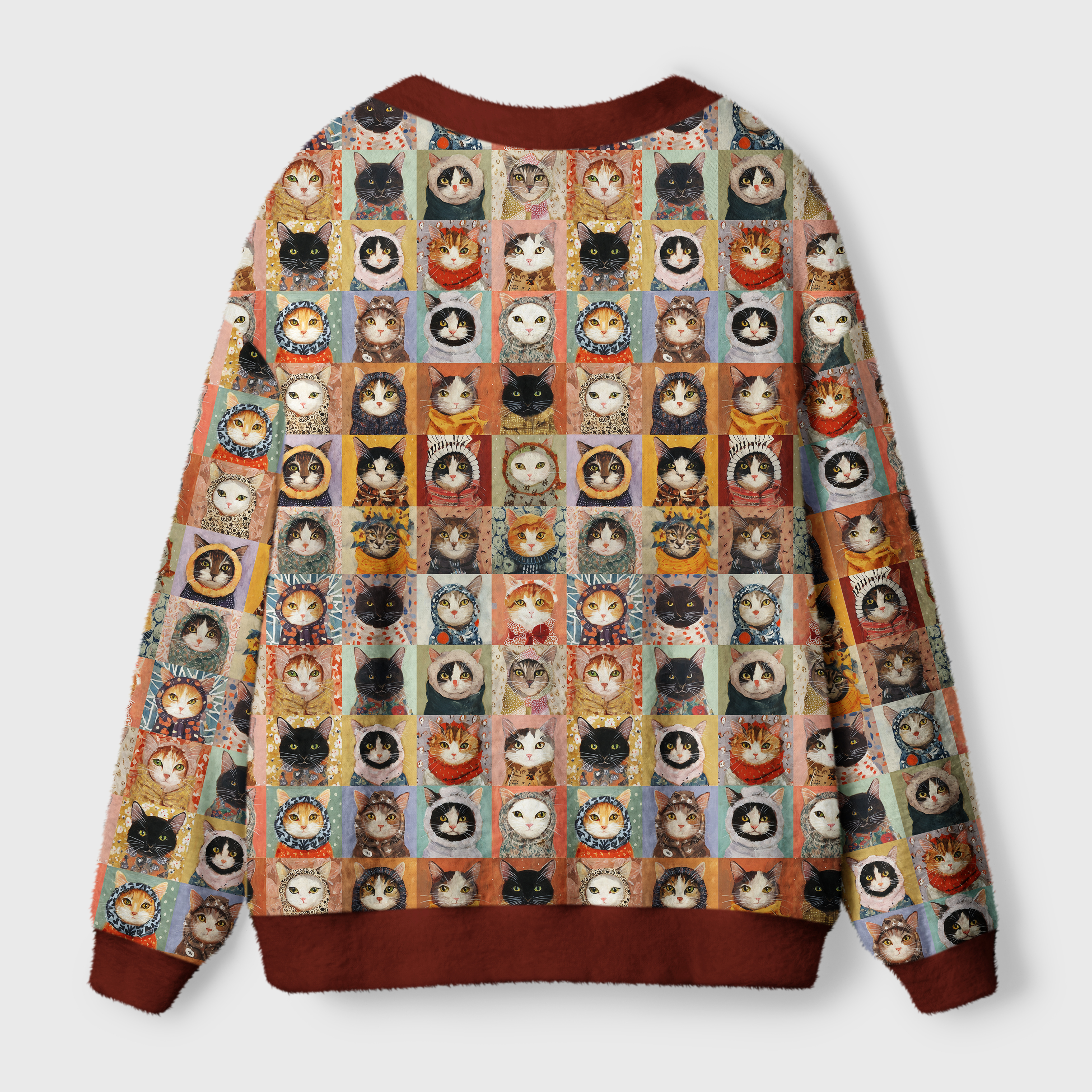 Tokyo-Tiger Kitty Quilt Ugly Cardigan Sweater