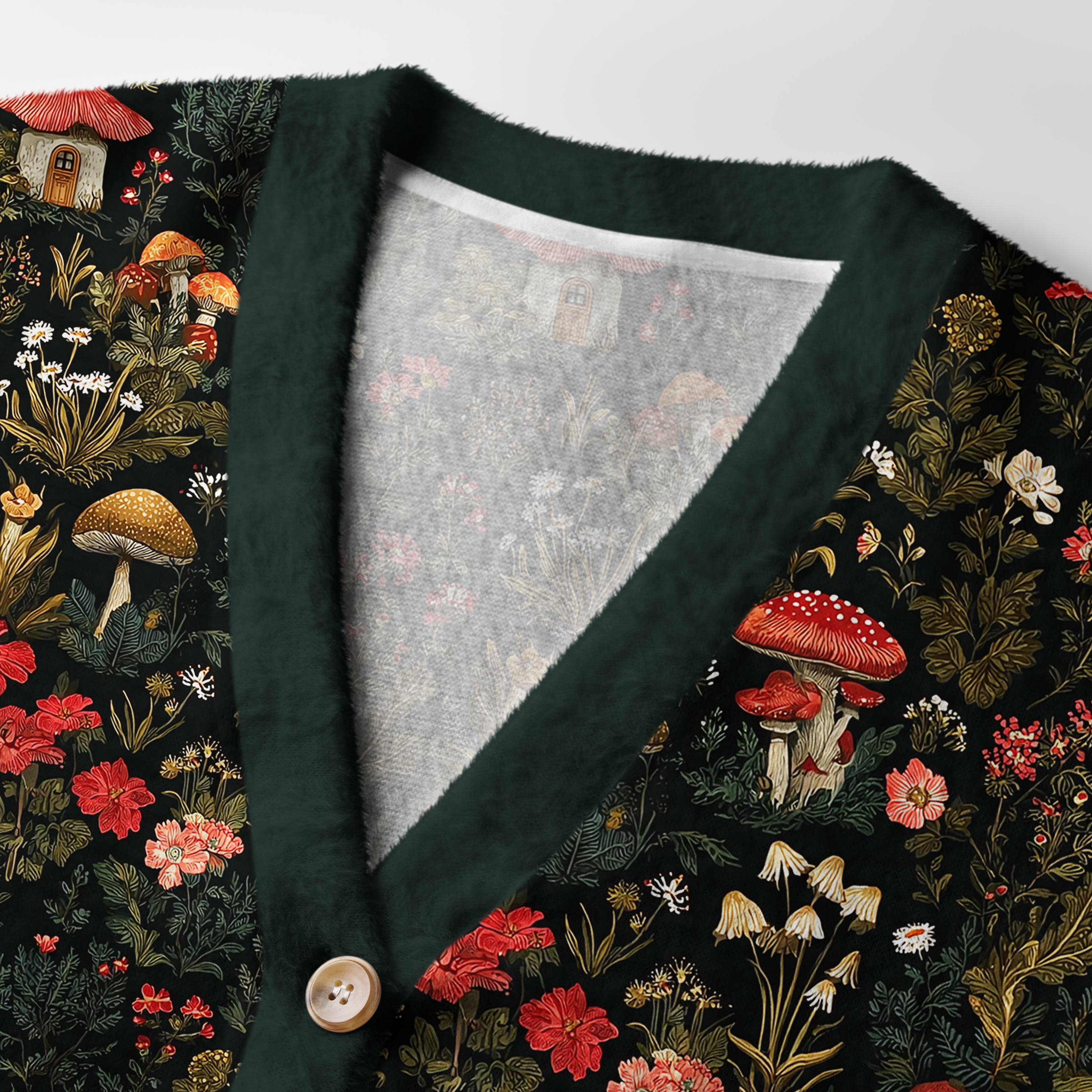 Tokyo-Tiger Enchanted Forest Mushroom Ugly Cardigan Sweater