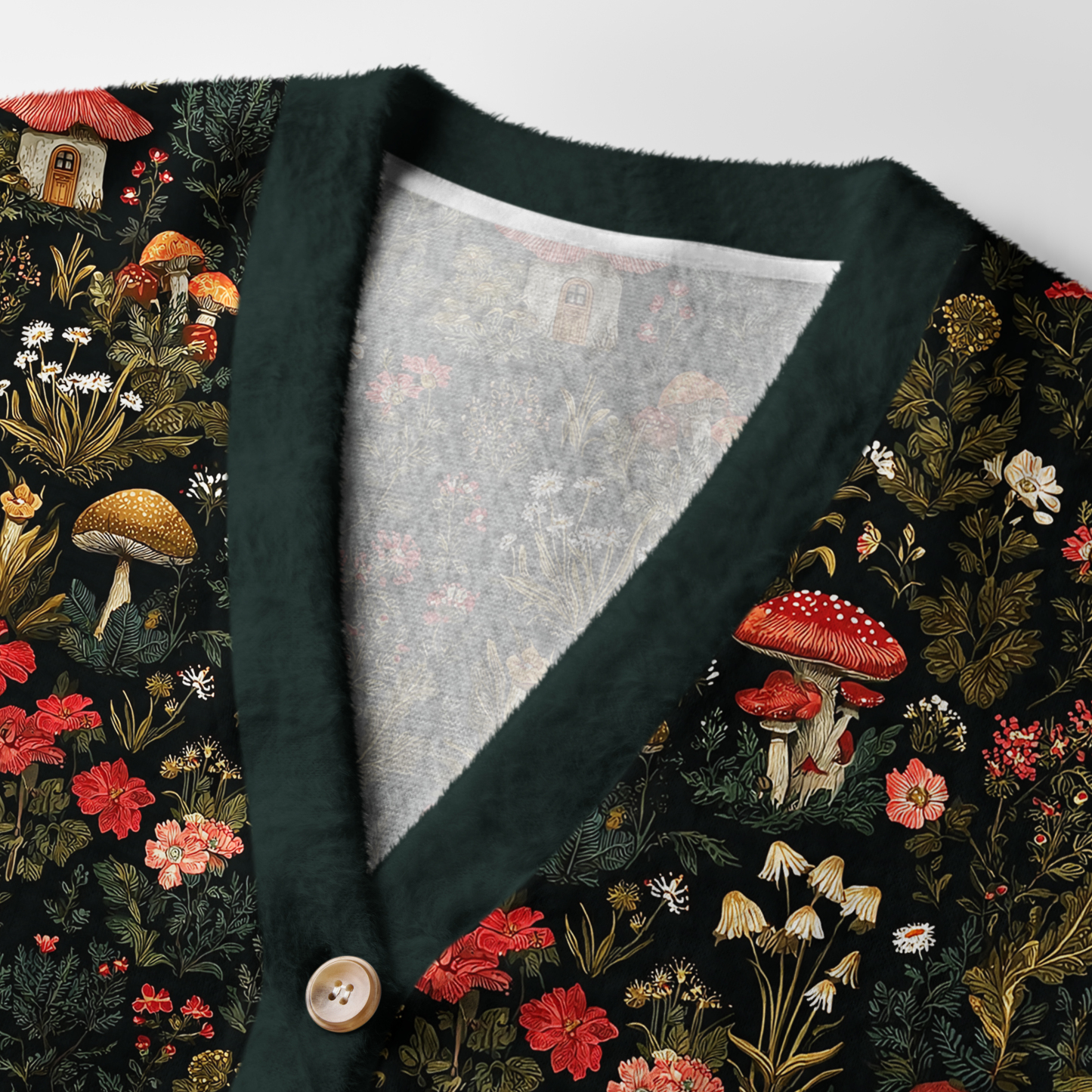 Tokyo-Tiger Enchanted Forest Mushroom Ugly Cardigan Sweater