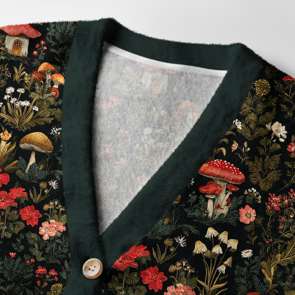 Tokyo-Tiger Enchanted Forest Mushroom Ugly Cardigan Sweater