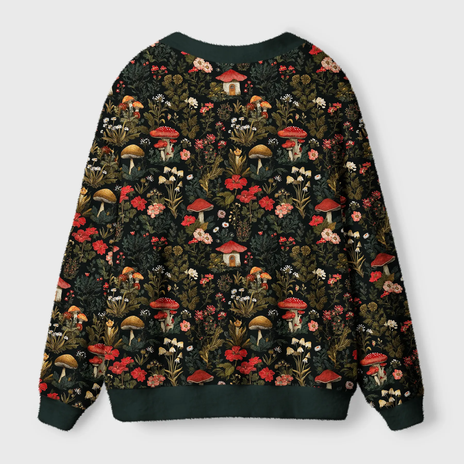 Tokyo-Tiger Enchanted Forest Mushroom Ugly Cardigan Sweater