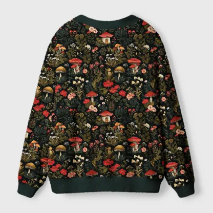 Tokyo-Tiger Enchanted Forest Mushroom Ugly Cardigan Sweater
