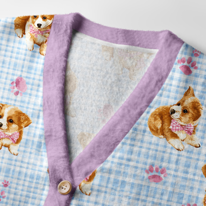 Tokyo-Tiger Paws and Corgi Cuties Ugly Cardigan Sweater