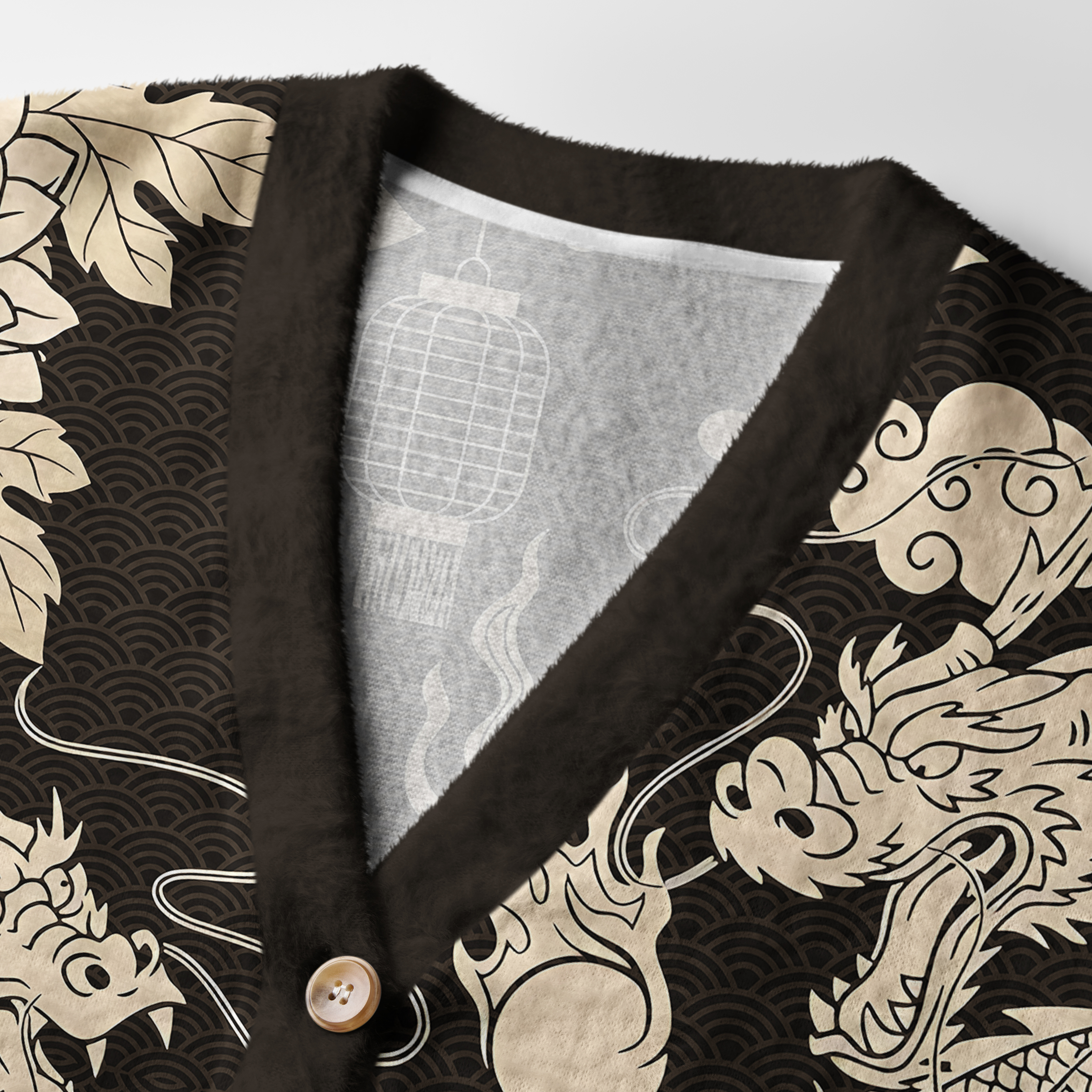 Tokyo-Tiger Two Dragons Playing With A Pearl Ugly Cardigan Sweater