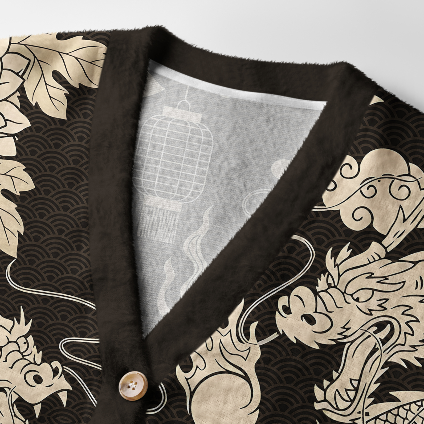 Tokyo-Tiger Two Dragons Playing With A Pearl Ugly Cardigan Sweater