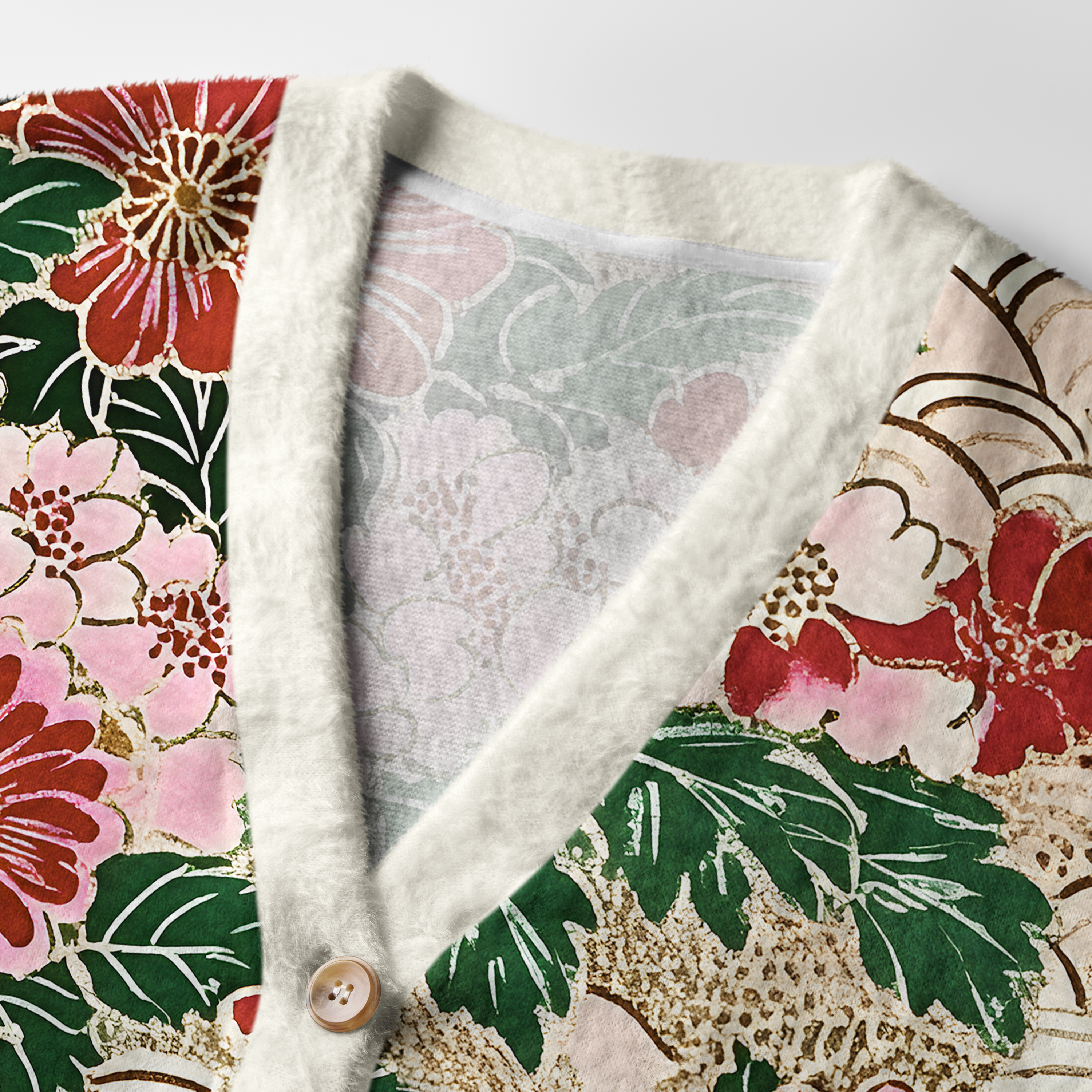 Tokyo-Tiger Floral Splendor Ugly Cardigan Sweater