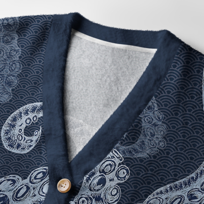Tokyo-Tiger Octopus Tentacles Japanese Ugly Cardigan Sweater