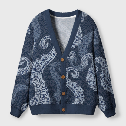 Tokyo-Tiger Octopus Tentacles Japanese Ugly Cardigan Sweater