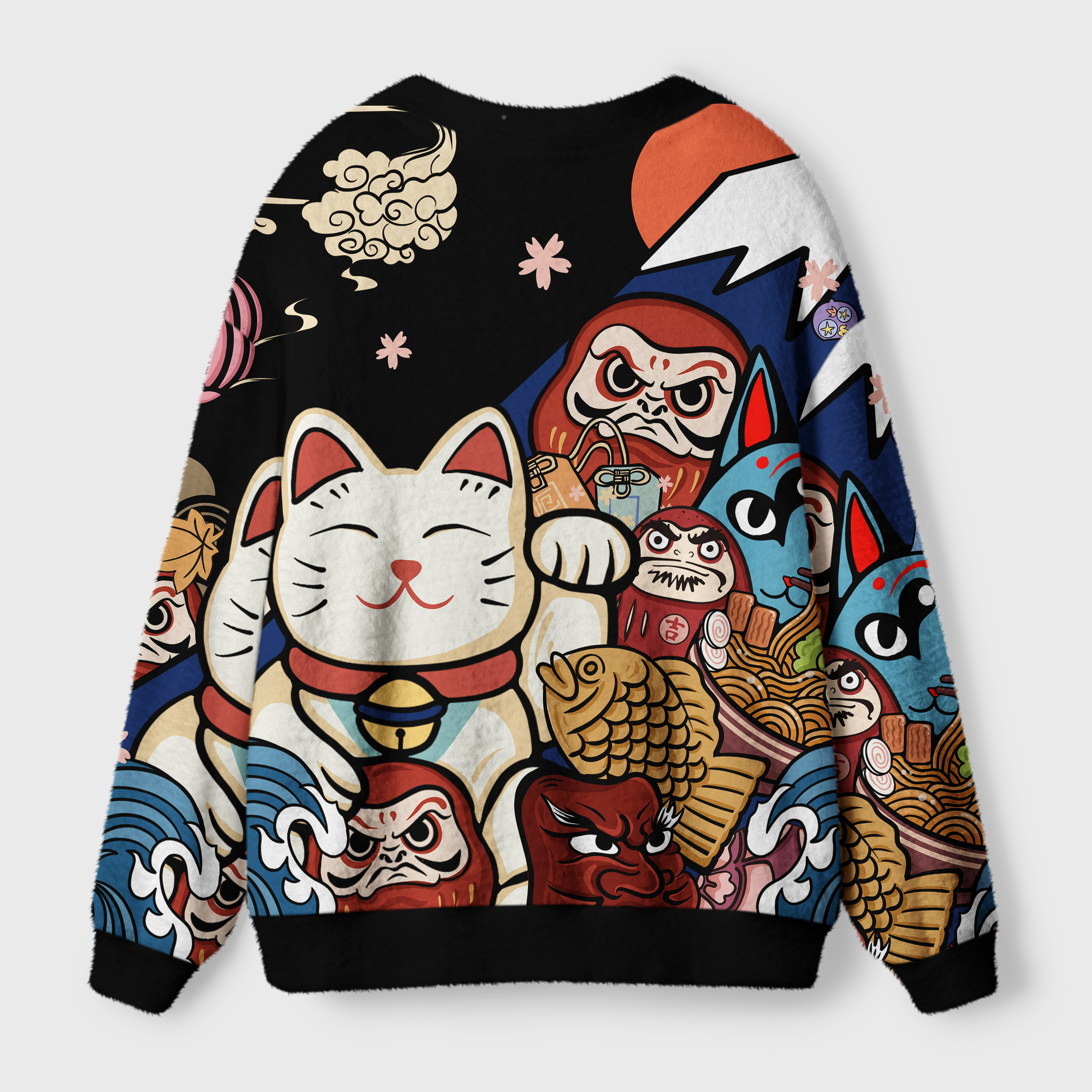Tokyo-Tiger Traditional Japanese Elements Ugly Cardigan Sweater