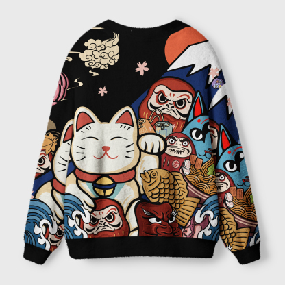 Tokyo-Tiger Traditional Japanese Elements Ugly Cardigan Sweater