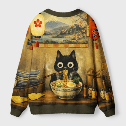 Tokyo-Tiger The Cozy Ramen Spot Ugly Cardigan Sweater