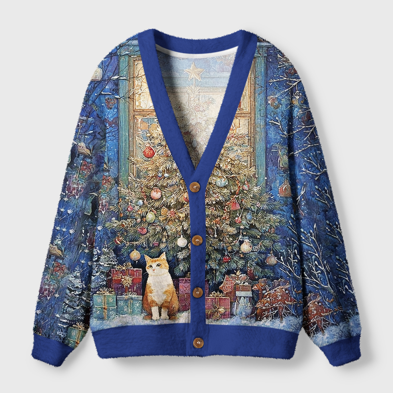 Tokyo-Tiger Meowy Christmas Wonderland Ugly Cardigan Sweater Sale