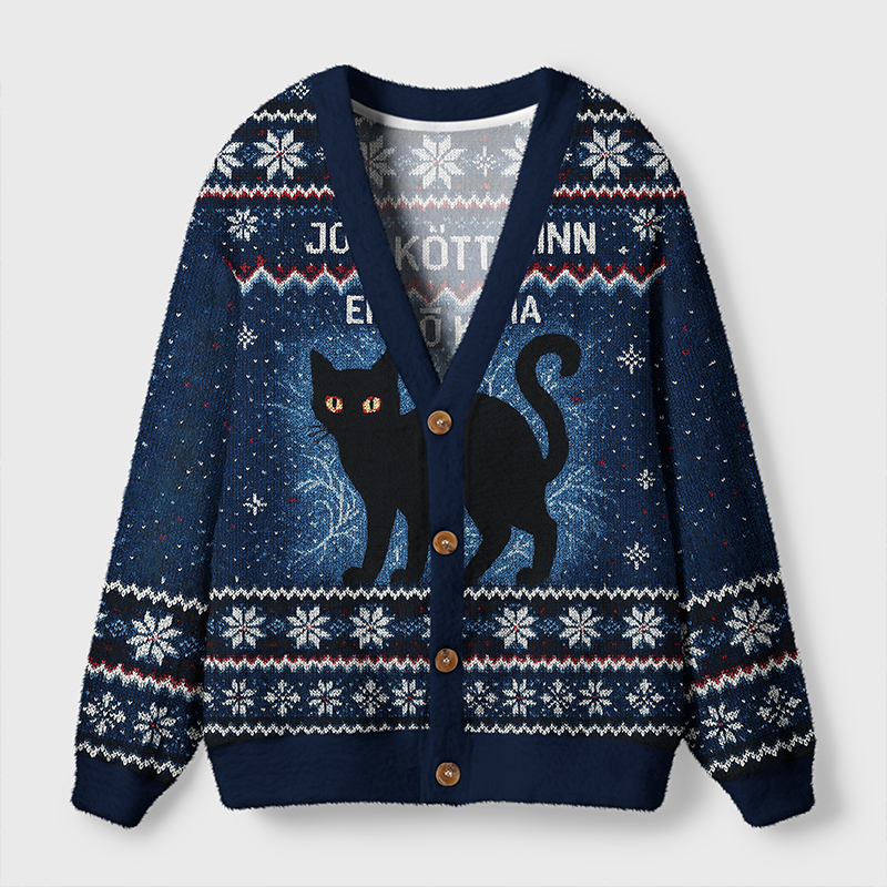 Tokyo-Tiger The Yule Cat Is Coming Ugly Cardigan Sweater