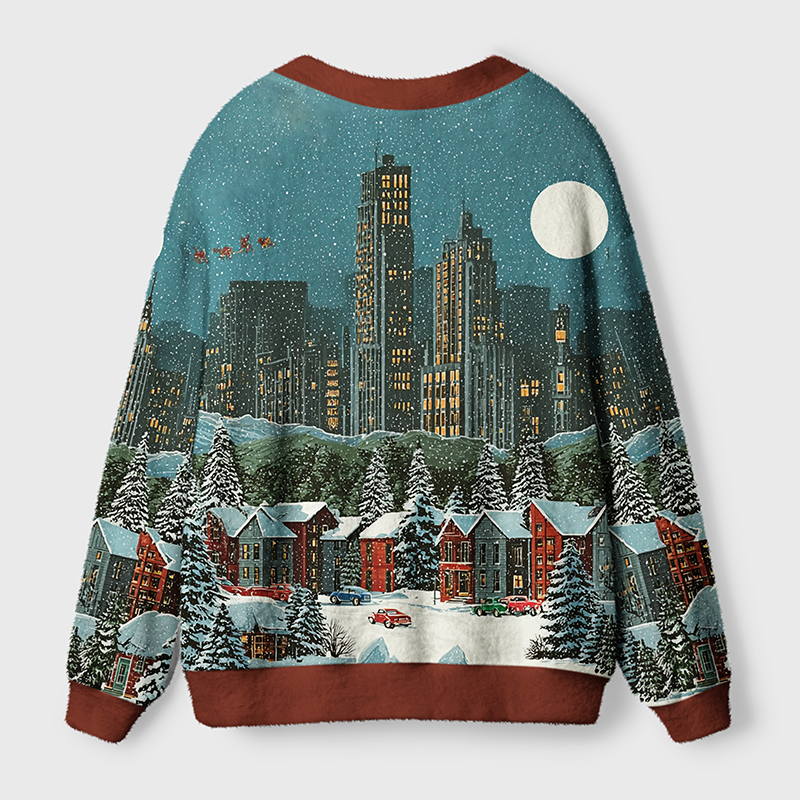 Tokyo-Tiger Cozy Winter In The City Ugly Cardigan Sweater