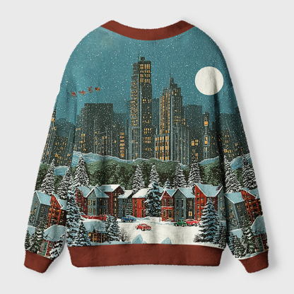 Tokyo-Tiger Cozy Winter In The City Ugly Cardigan Sweater