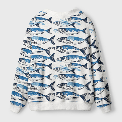 Tokyo-Tiger Oceanic Fish Ugly Cardigan Sweater