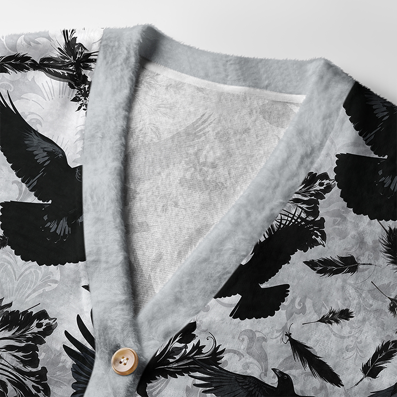 Tokyo-Tiger Crows Amongst Blossoms Ugly Cardigan Sweater