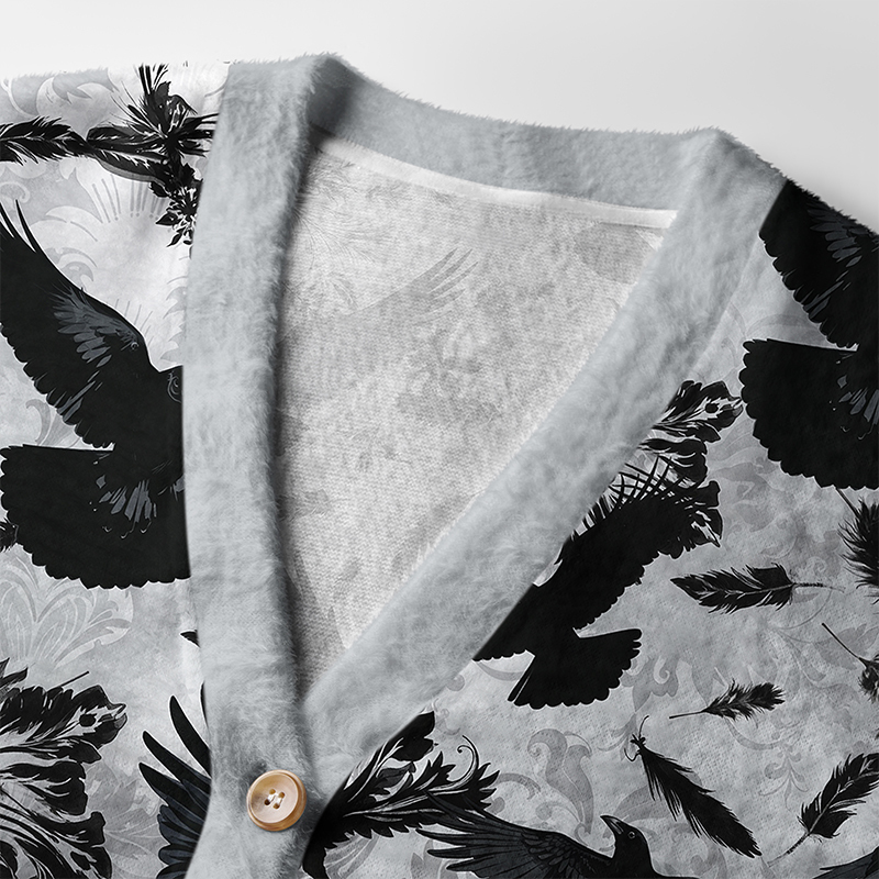 Tokyo-Tiger Crows Amongst Blossoms Ugly Cardigan Sweater