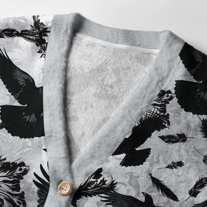 Tokyo-Tiger Crows Amongst Blossoms Ugly Cardigan Sweater