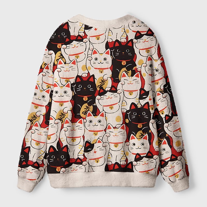Tokyo-Tiger Lucky Cat Ugly Cardigan Sweater