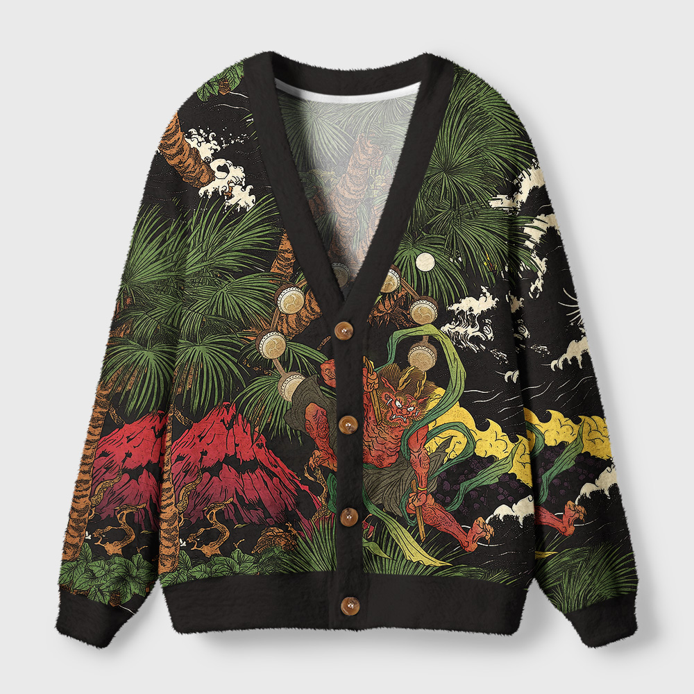 Tokyo-Tiger Japanese Yokai Ugly Cardigan Sweater
