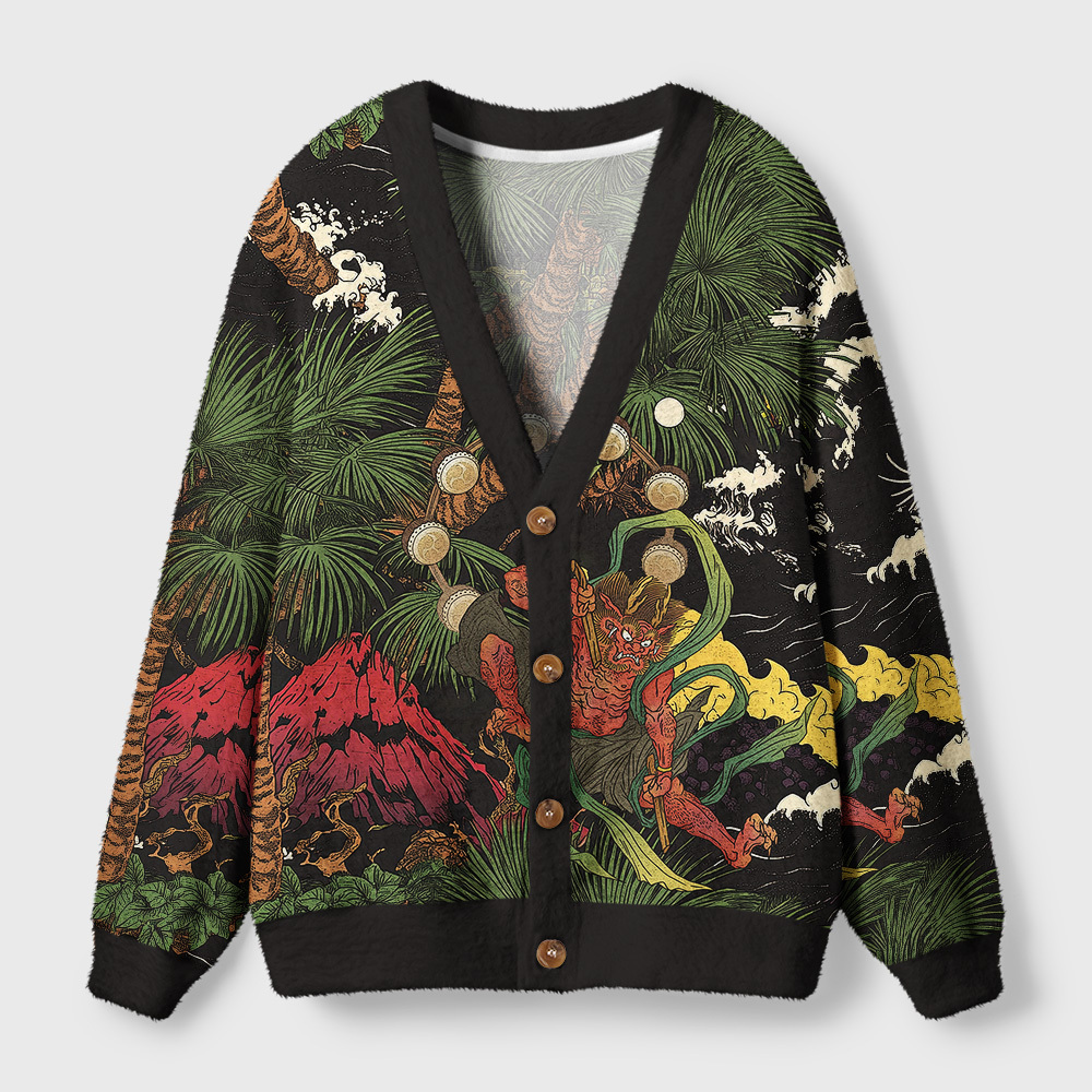 Tokyo-Tiger Japanese Yokai Ugly Cardigan Sweater Sale