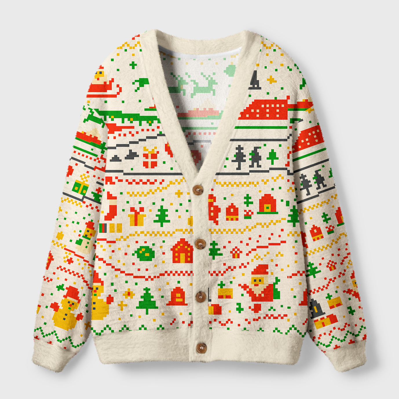 Tokyo-Tiger The Pixel Christmas Tale Ugly Cardigan Sweater