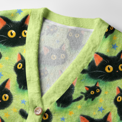 Tokyo-Tiger Cute Black Cat Ugly Cardigan Sweater