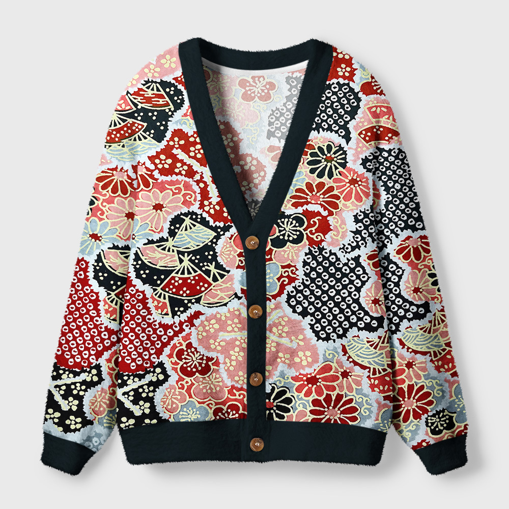 Tokyo-Tiger Floral Symphony Ugly Cardigan Sweater Sale