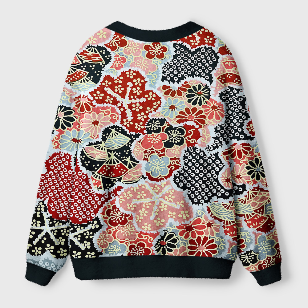 Tokyo-Tiger Floral Symphony Ugly Cardigan Sweater
