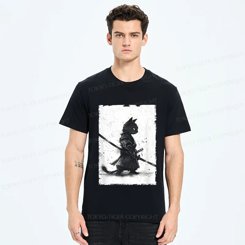 Tokyo-Tiger Retro Cat Samurai Japanese Classic T-Shirt