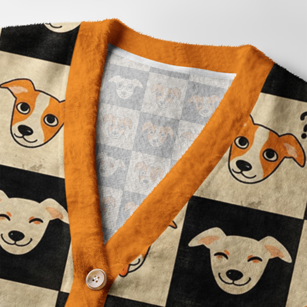 Tokyo-Tiger The Colorful Expressions of Dogs Ugly Cardigan Sweater