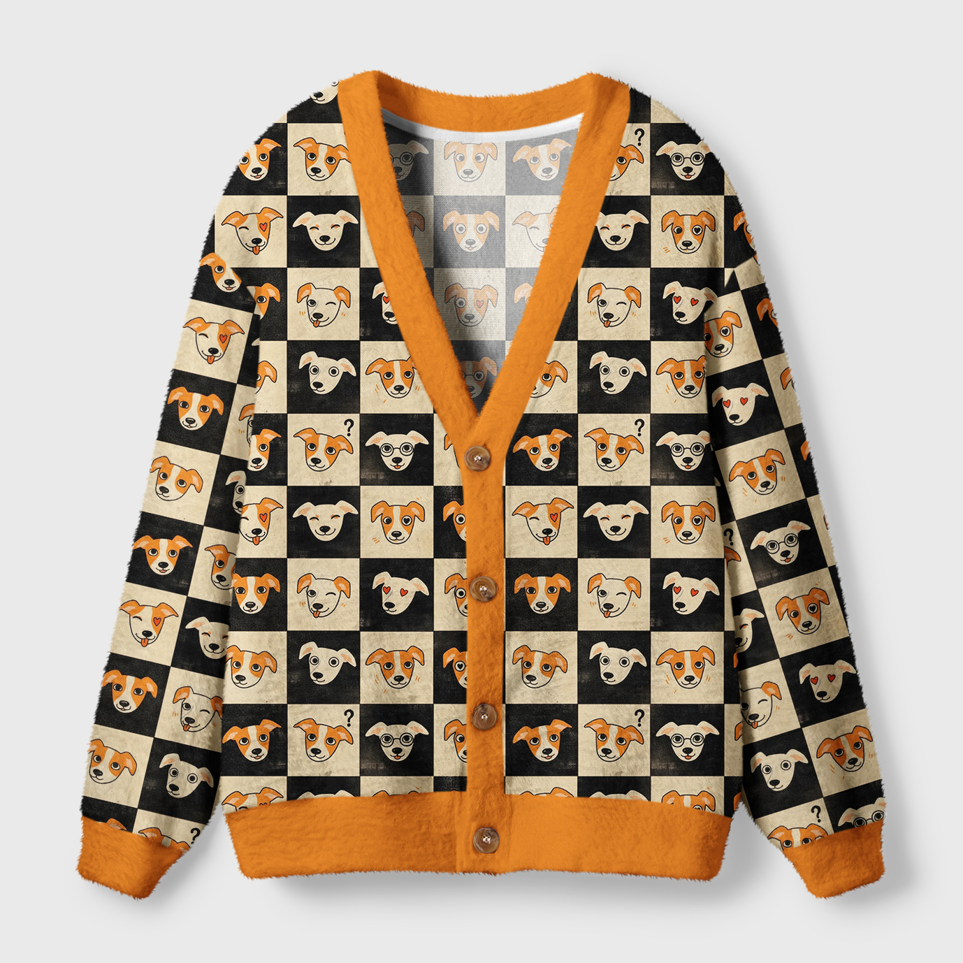 Tokyo-Tiger The Colorful Expressions of Dogs Ugly Cardigan Sweater