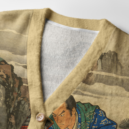 Tokyo-Tiger Samurai Kills Monkey Ugly Cardigan Sweater