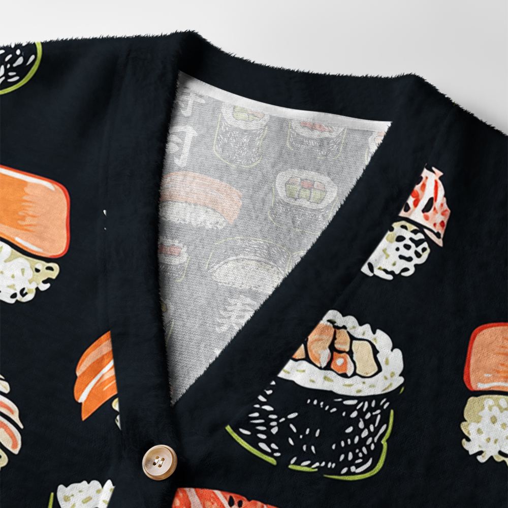 Tokyo-Tiger Delicious Sushi Ugly Cardigan Sweater