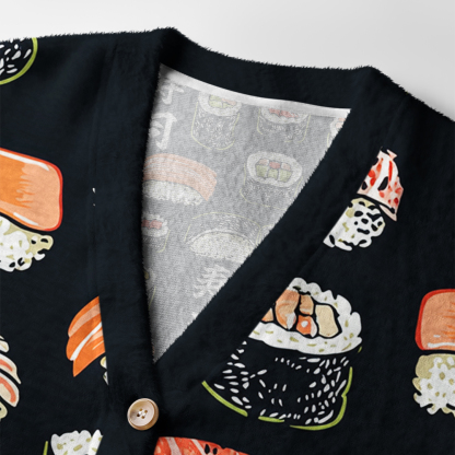 Tokyo-Tiger Delicious Sushi Ugly Cardigan Sweater