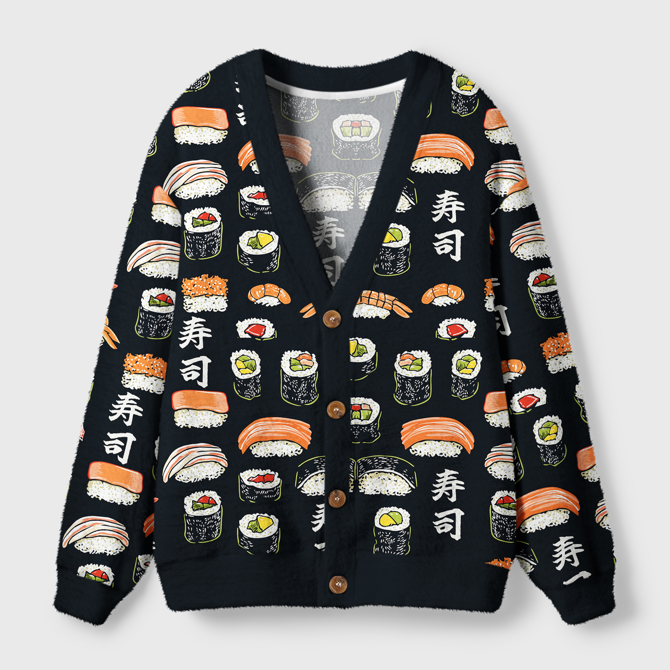 Tokyo-Tiger Delicious Sushi Ugly Cardigan Sweater