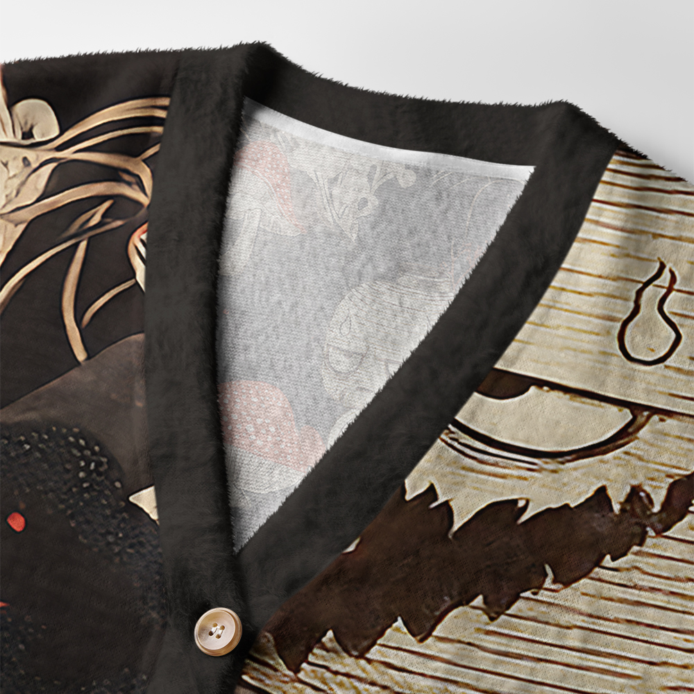 Tokyo-Tiger Japanese Lantern Ghost Ugly Cardigan Sweater