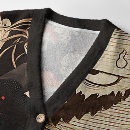 Tokyo-Tiger Japanese Lantern Ghost Ugly Cardigan Sweater