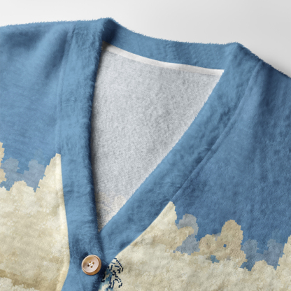Tokyo-Tiger Cartoon Ukiyo-e Waves Ugly Cardigan Sweater