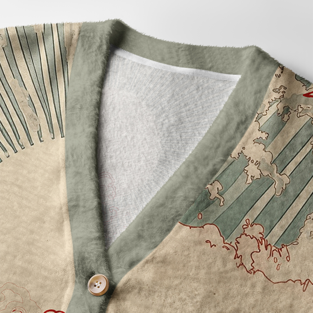 Tokyo-Tiger Waves Of Lion And Koi Ugly Cardigan Sweater