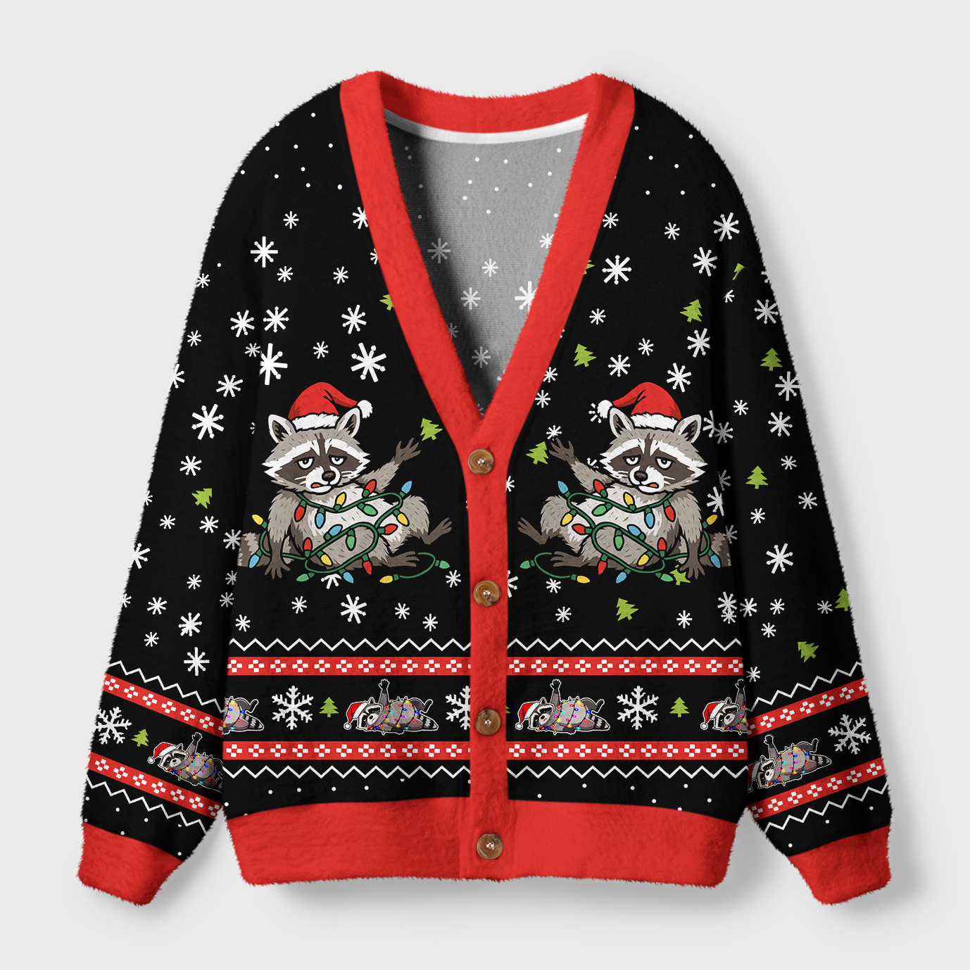 Tokyo-Tiger Unlucky Raccoon Ugly Cardigan Sweater