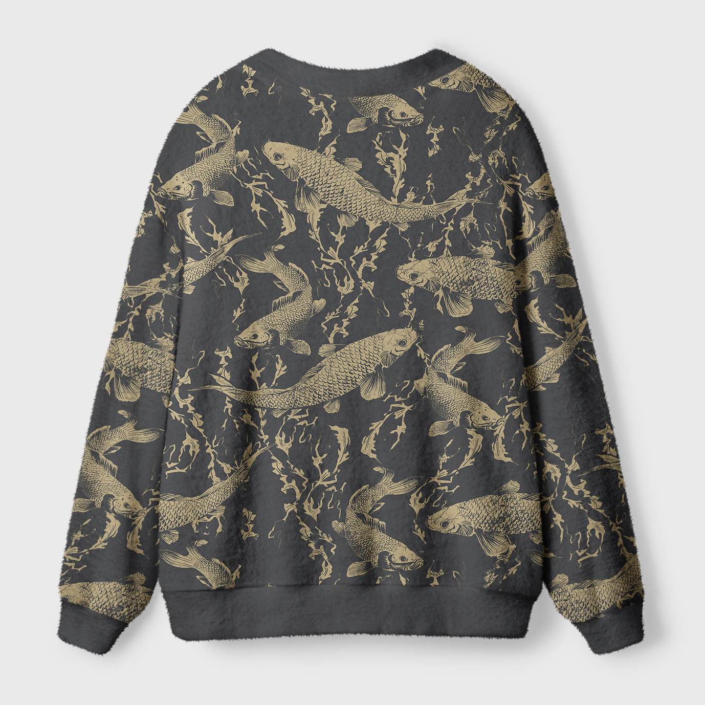 Tokyo-Tiger Vintage Japanese Koi Ugly Cardigan Sweater
