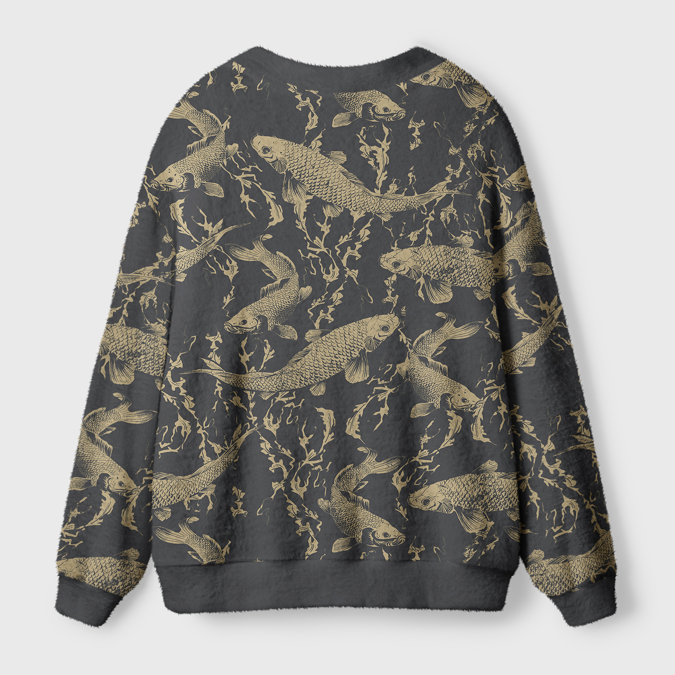 Tokyo-Tiger Vintage Japanese Koi Ugly Cardigan Sweater