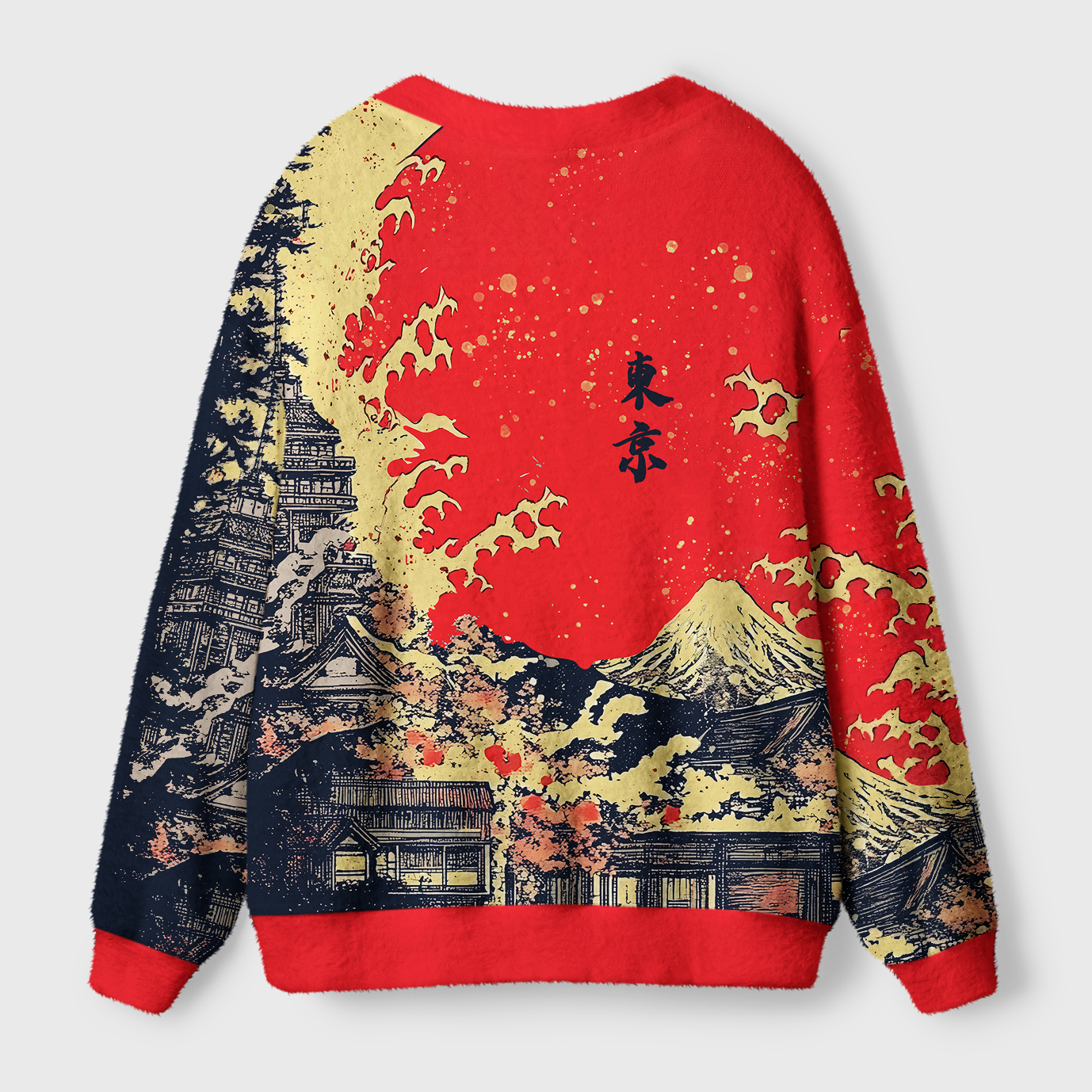 Tokyo-Tiger Traditional Japanese Scenery Ugly Cardigan Sweater